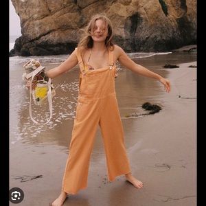 Orange, long overalls